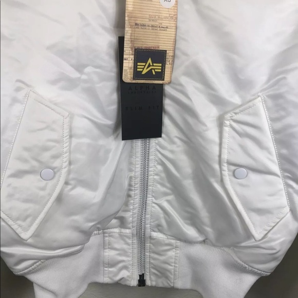 Alpha Industries MA-1 Slim Fit Bomber Jacket NWT White - X-Small XS Reversible - Picture 4 of 13